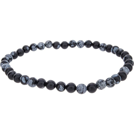4 mm Elastic Bracelet Round Beads - Snowflake Obsidian - Magick Magick.com