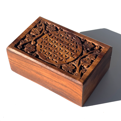 4" x 6" Flower of Life Wood Box with Latch - Magick Magick.com