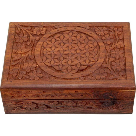 4" x 6" Flower of Life Wood Box with Latch - Magick Magick.com