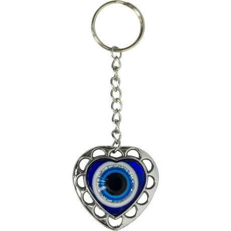 4.25" Evil Eye Talisman Key Ring - Puffed Heart - Magick Magick.com