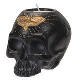 4.5" Black Skull with Butterfly Tealight Candle Holder - Magick Magick.com