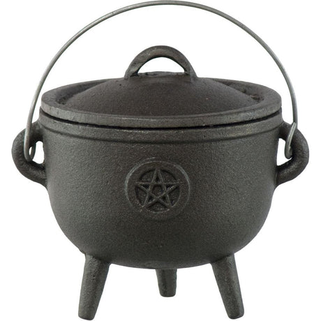 4.5" Cast Iron Cauldron - Pentacle - Magick Magick.com