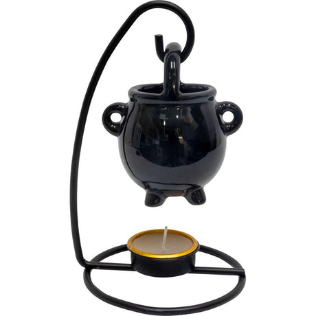 4.5" Ceramic Oil Burner with Stand - Hanging Cauldron - Magick Magick.com