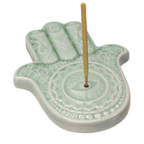 4.5" Ceramic Stick Incense Holder - Hamsa Hand - Magick Magick.com