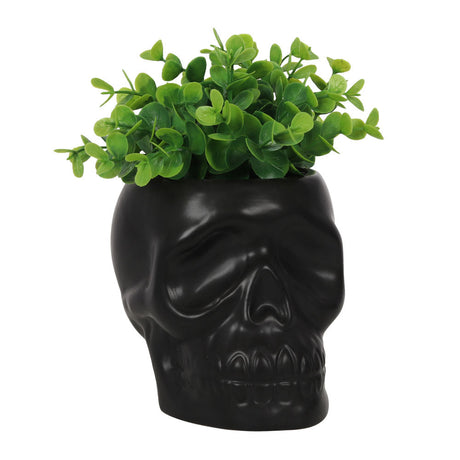 4.7" Black Skull Ceramic Planter Pot - Magick Magick.com