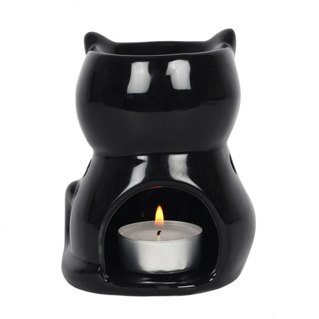 4.7" Ceramic Oil Burner - Black Cat - Magick Magick.com