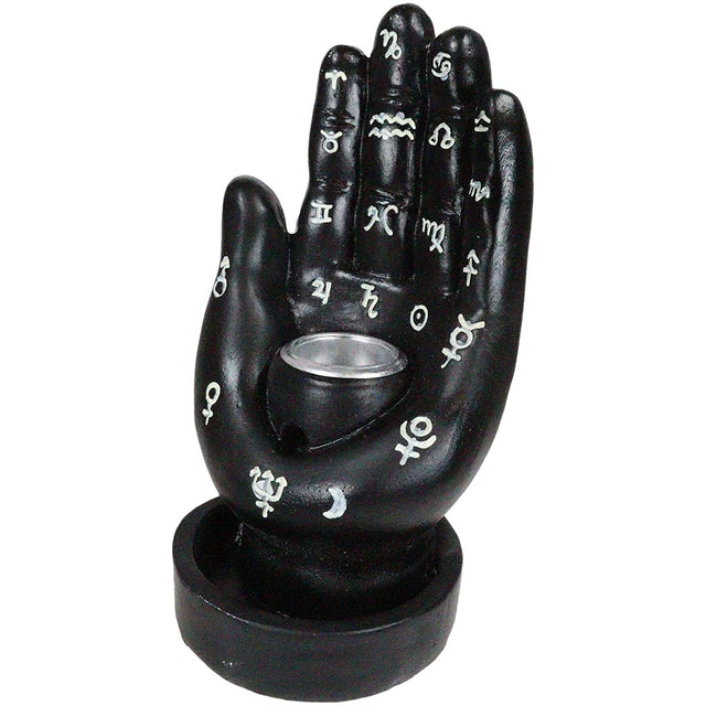 4.7" Palmistry Hand Backflow Incense Burner - Black - Magick Magick.com