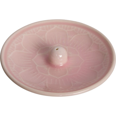 4.75" Ceramic Stick Incense Holder - Pink Lotus - Magick Magick.com