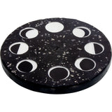 4.75" Wood Incense Holder with Glass Mosaic - Moon Phases - Magick Magick.com