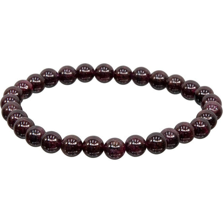5-7 mm Elastic Bracelet Round Beads - Garnet - Magick Magick.com