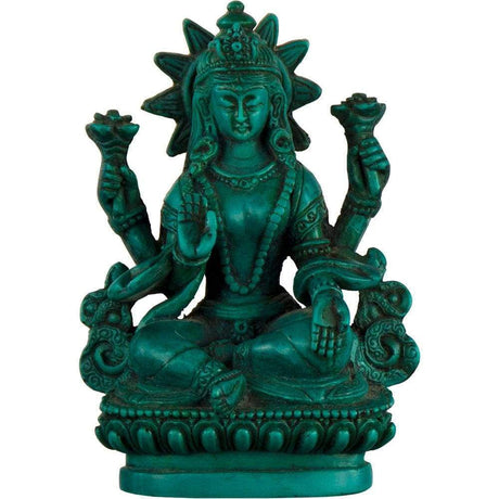 5" Antique Resin Statue - Laksmi - Turquoise - Magick Magick.com