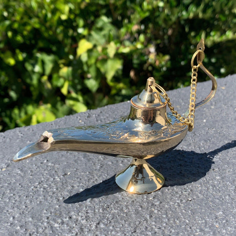 5" Brass Aladdin Genie Lamp Cone Burner - Magick Magick.com