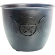 5" Cast Iron Smudge Pot - Triple Moon with Pentacle - Magick Magick.com