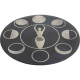 5" Soapstone Incense Holder with Silver Inlay - Moon Phase Goddess - Magick Magick.com