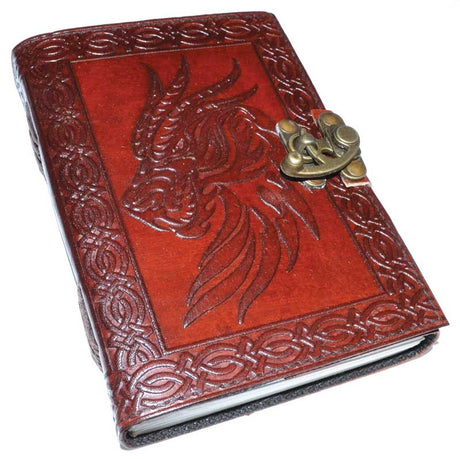 5" x 7" Celtic Dragon Leather Blank Book with Latch - Magick Magick.com