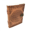 5" x 7" Flower Of Life Embossed Leather Blank Book with Latch - Magick Magick.com