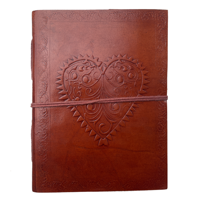 5" x 7" Heart Leather Blank Book with Cord - Magick Magick.com