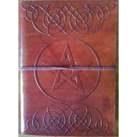 5" x 7" Pentagram Leather Blank Book with Cord - Magick Magick.com