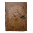 5" x 7" Triquetra Embossed Leather Journal with Latch - Magick Magick.com