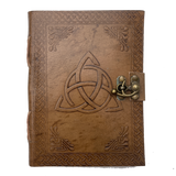 5" x 7" Triquetra Embossed Leather Journal with Latch - Magick Magick.com