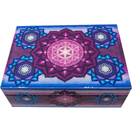 5" x 7" Wooden Box Printed Velvet Lined - Flower of Life - Magick Magick.com