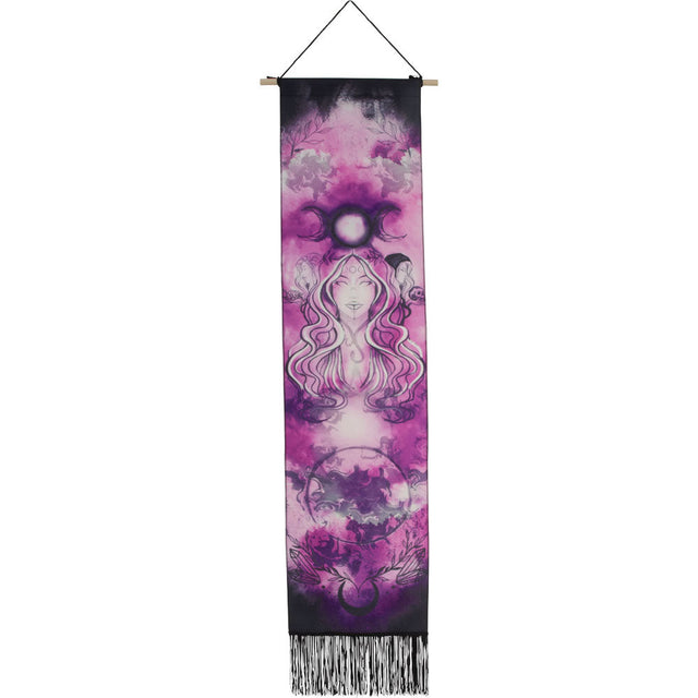 50" Linen Banner with Fringe - Triple Goddess - Magick Magick.com