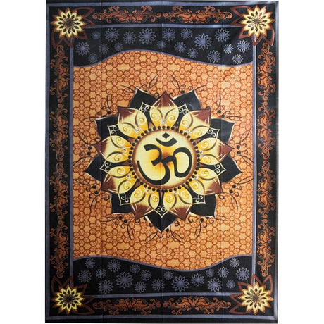 52" x 76" Cotton Tapestry - Om Lotus - Magick Magick.com