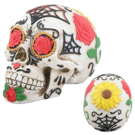 5.25" Day of the Dead Statue - Tattoo Sugar Skull - Magick Magick.com