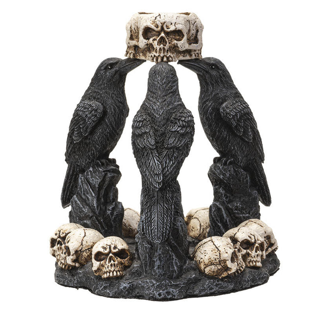 5.25" Raven & Skull Backflow Incense Burner - Magick Magick.com