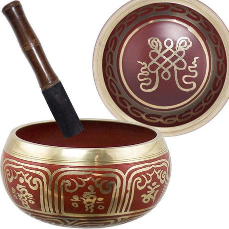 5.5" Colored Singing Bowl - Endless Knot Red - Magick Magick.com