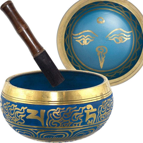 5.5" Colored Singing Bowl - Eye of the Buddha Blue - Magick Magick.com