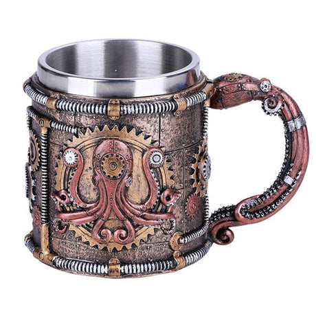 5.5" Stainless Steel Resin Mug - Steampunk Kraken - Magick Magick.com