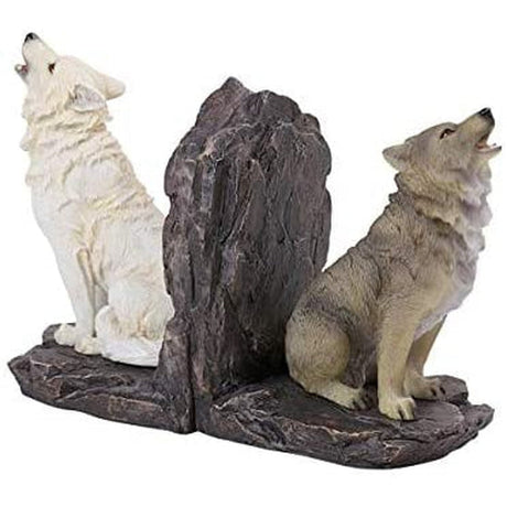 5.6" Howling Wolves Decorative Resin Bookends (Pair) - Magick Magick.com