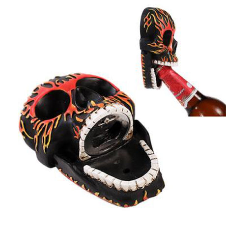 5.75" Fire Skull Wall Bottle Opener - Magick Magick.com