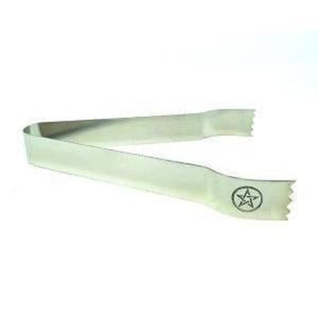 5.75" Stainless Steel Tongs for Charcoal - Pentagram - Magick Magick.com