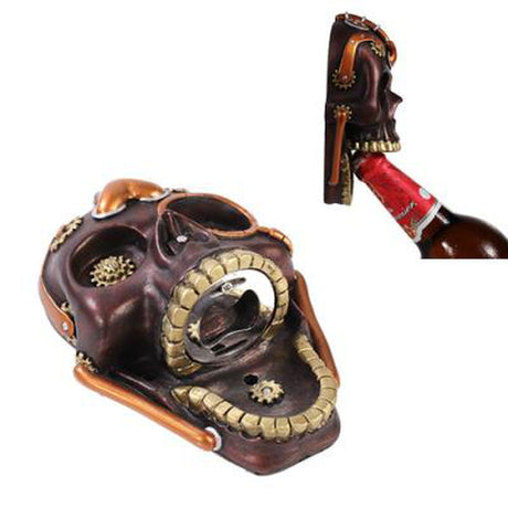 5.75" Steampunk Skull Wall Bottle Opener - Magick Magick.com