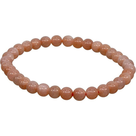 6-7 mm Elastic Bracelet Round Beads - Peach Moonstone - Magick Magick.com
