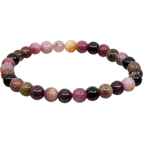 6-7 mm Elastic Bracelet Round Beads - Pink Mix Tourmaline - Magick Magick.com