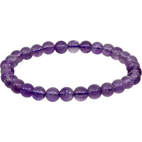 6-8 mm Elastic Bracelet Round Beads - Amethyst - Magick Magick.com