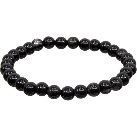 6-8 mm Elastic Bracelet Round Beads - Quartz with Black Tourmaline - Magick Magick.com