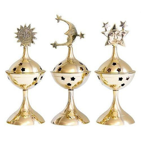 6" Celestial Solid Brass Cone Burners (Set of 3) - Magick Magick.com