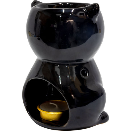 6" Ceramic Oil Burner - Black Cat - Magick Magick.com