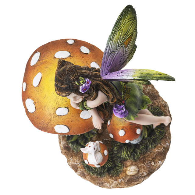 6" Fairy Statue - Mushroom Fairy with Bunny - Magick Magick.com