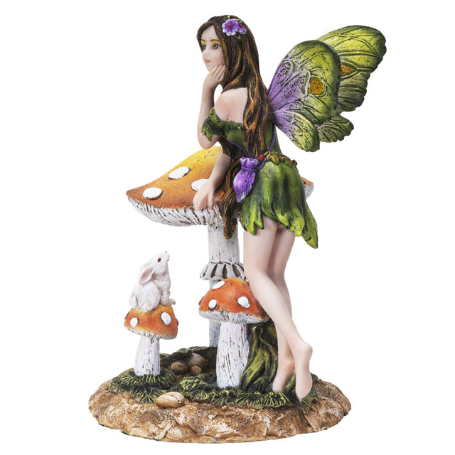 6" Fairy Statue - Mushroom Fairy with Bunny - Magick Magick.com