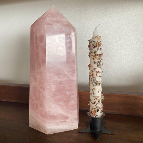 6" Floral Taper Love Candle with Lavender & Rose - Magick Magick.com