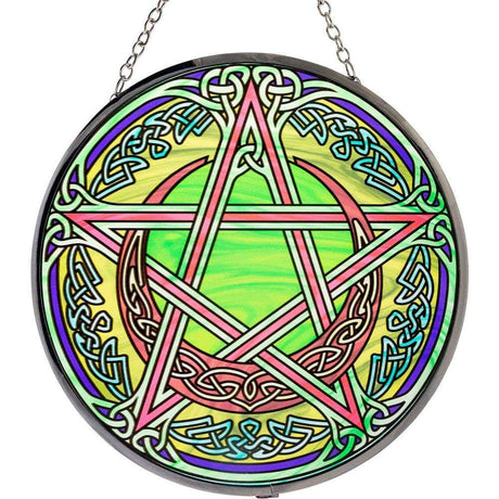 6" Glass Suncatcher - Celtic Pentacle Celtic - Magick Magick.com
