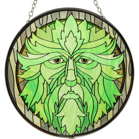 6" Glass Suncatcher - Green Man - Magick Magick.com
