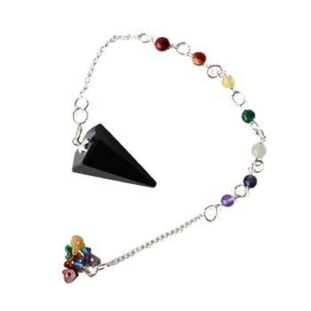 6-Sided Pendulum - 7 Chakra - Black Tourmaline - Magick Magick.com