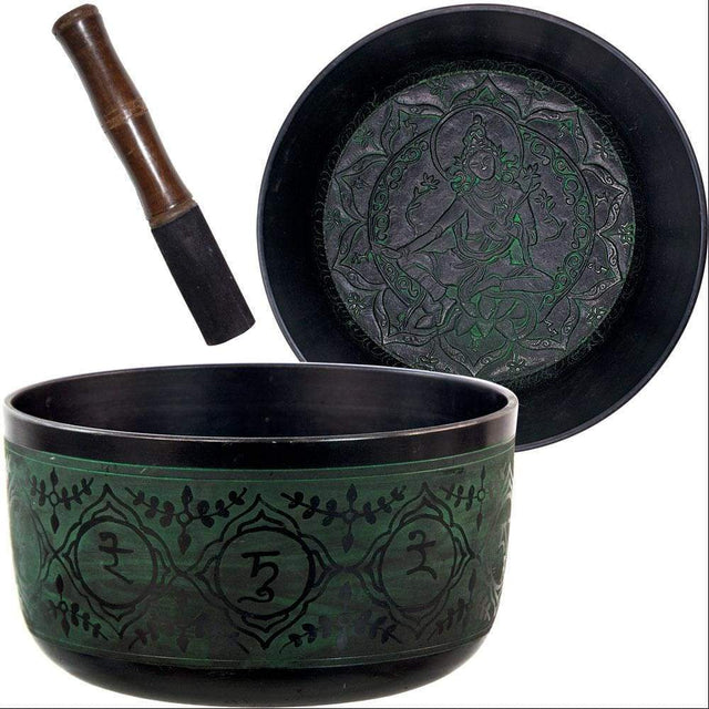 6" Singing Bowl Rounded - Green Tara - Magick Magick.com