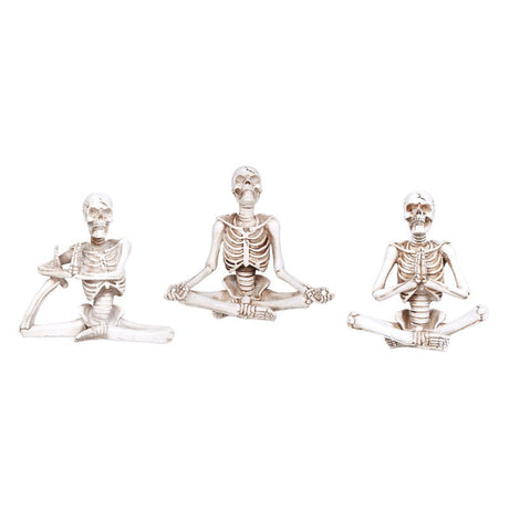 6" Skeleton Statue - Yoga Skulls (Set of 3) - Magick Magick.com